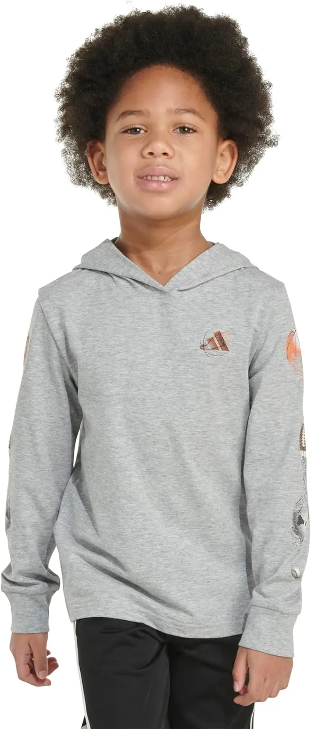 adidas Boys' Long Sleeve Cotton Bos Logo Hooded T-Shirt