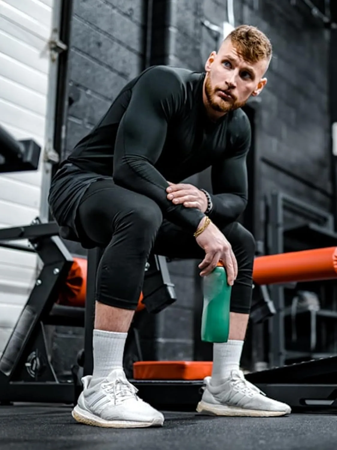 Aolesy Men's 2 in 1 Running Compression Pants, Black, High Rise, Athletic Tapered