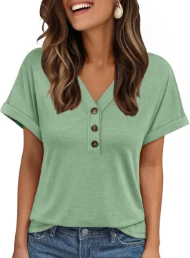 AUTOMET Short Sleeve V Neck T Shirts Womens Cap Sleeve Summer Casual Dressy Tops