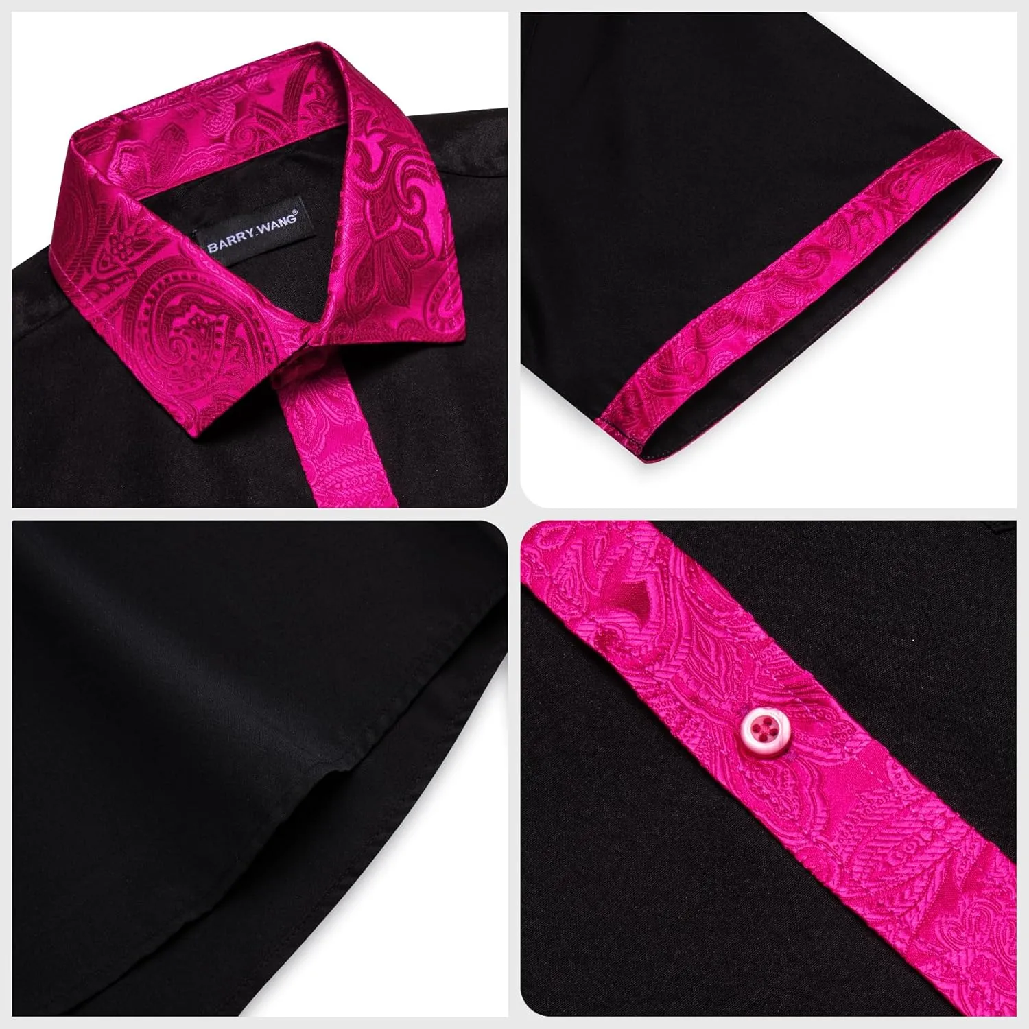 Barry.Wang Men's Short Sleeve Linen Shirts Casual Summer Button Down Business Formal Polyester Shirt Regular Wedding Party