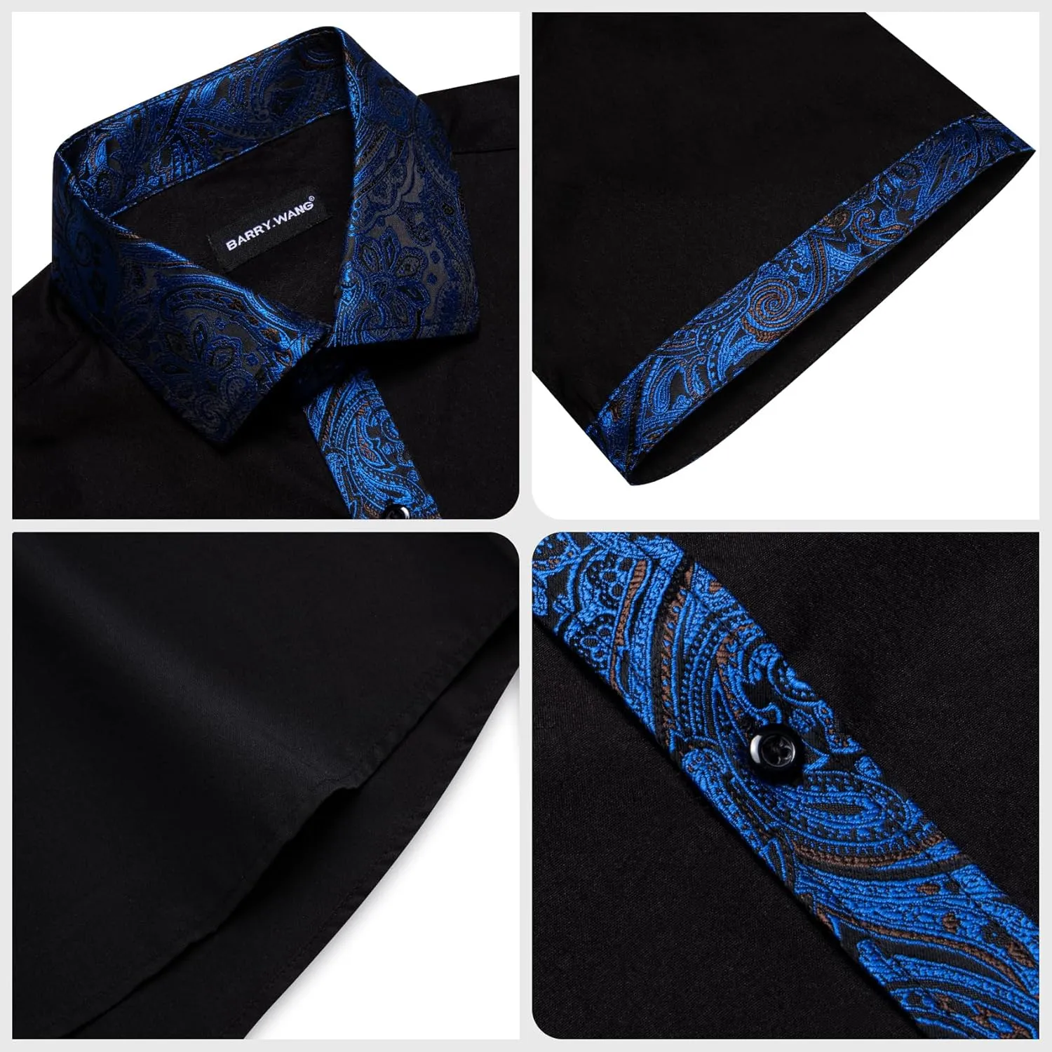 Barry.Wang Men's Short Sleeve Linen Shirts Casual Summer Button Down Business Formal Polyester Shirt Regular Wedding Party
