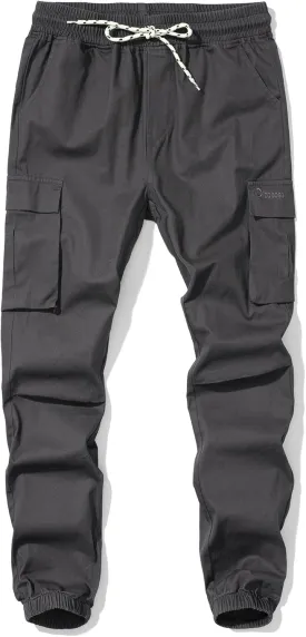Boys Cargo Pants Kids Joggers Youth Hiking Pants Elastic Waist Cotton Twill Jogging School Pants