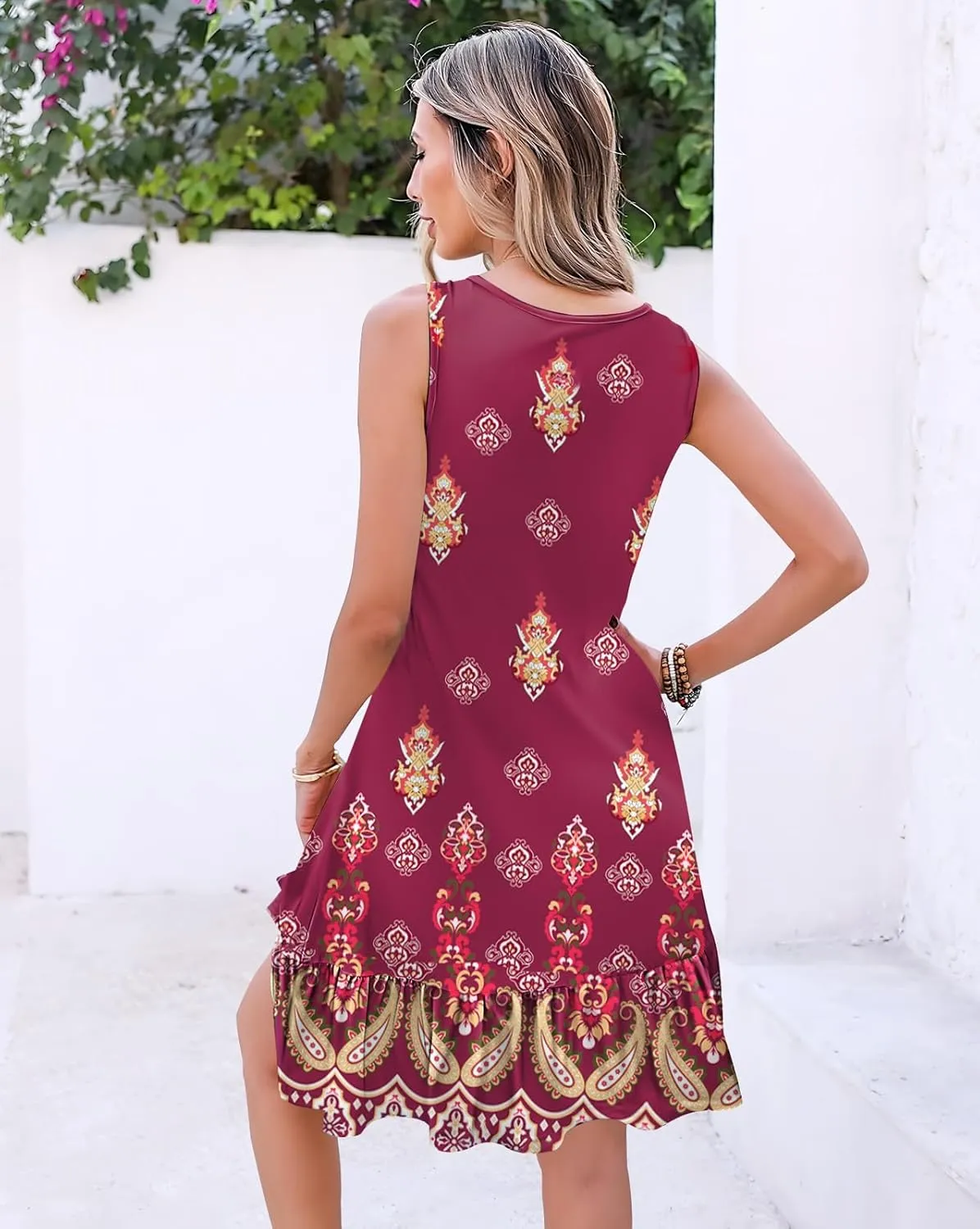 ETCYY NEW Summer Dresses for Women Tiered Swing Beach Cover Up Dress A Line Short Sundresses Knee Length