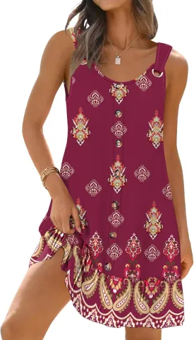 ETCYY NEW Summer Dresses for Women Tiered Swing Beach Cover Up Dress A Line Short Sundresses Knee Length