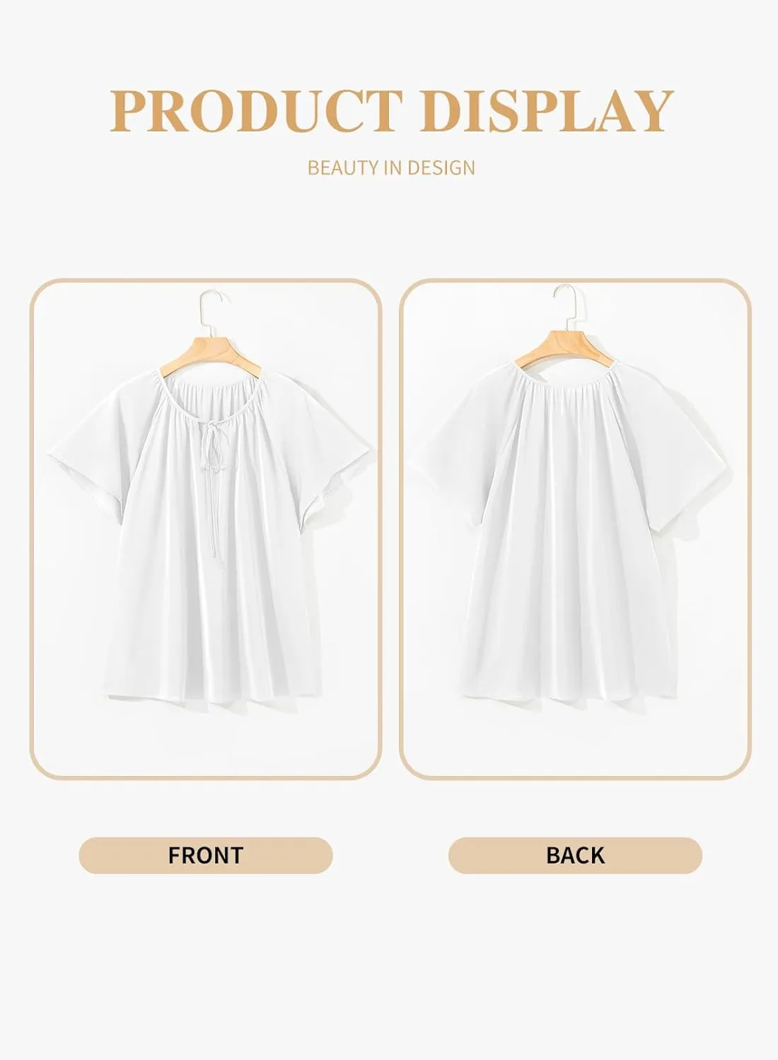 Eytino Women Plus Size Tops Boho Printed V Neck Short Sleeve Drawstring Casual Chiffon Shirts Blouse(1X-5X)