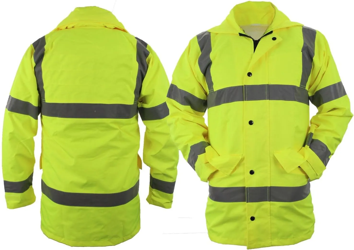 First Class High Visibility Water Resistant Raincoat Jacket and Pant With Reflective Stripes