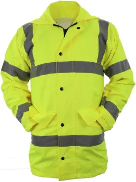 First Class High Visibility Water Resistant Raincoat Jacket and Pant With Reflective Stripes