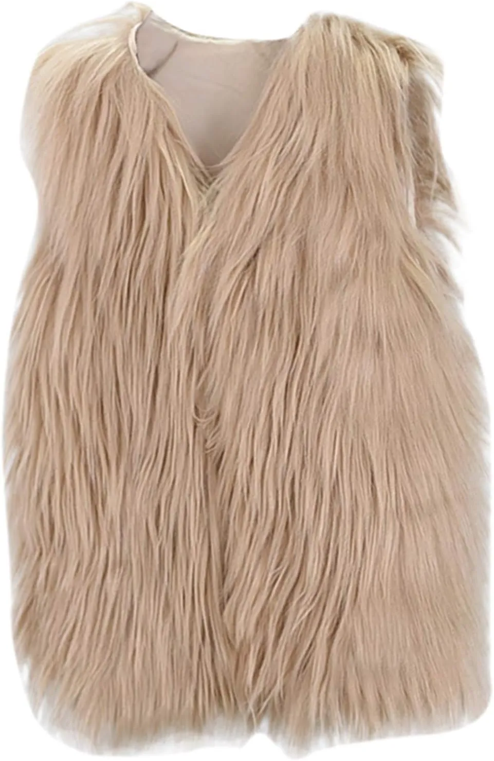 Girls Faux-Fur Jacket Coat Winter Thick Warm Fashion Cool Vest Clothes 3-10 Years, Brown, 8-9 Years