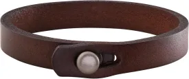HAQUIL Rustic Brown Genuine Leather Single Wrap Bracelet with Stainless Steel Snap Clasp for Men