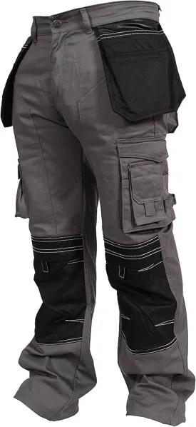 Mens Cargo Pants Khaki Black Grey Cordura Utility Work Safety Trousers Knee Pad Pockets
