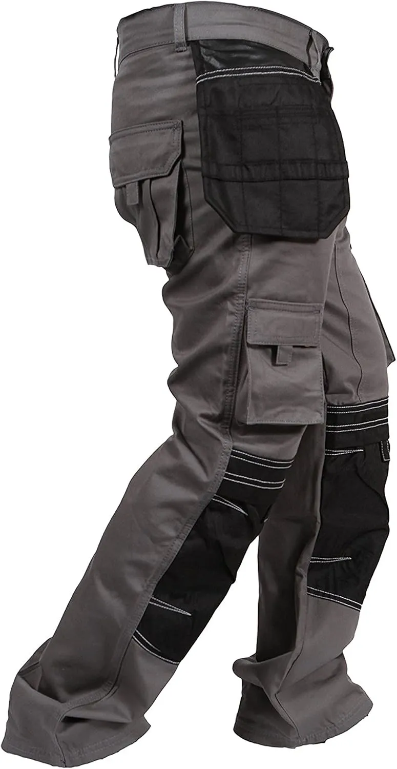 Mens Cargo Pants Khaki Black Grey Cordura Utility Work Safety Trousers Knee Pad Pockets