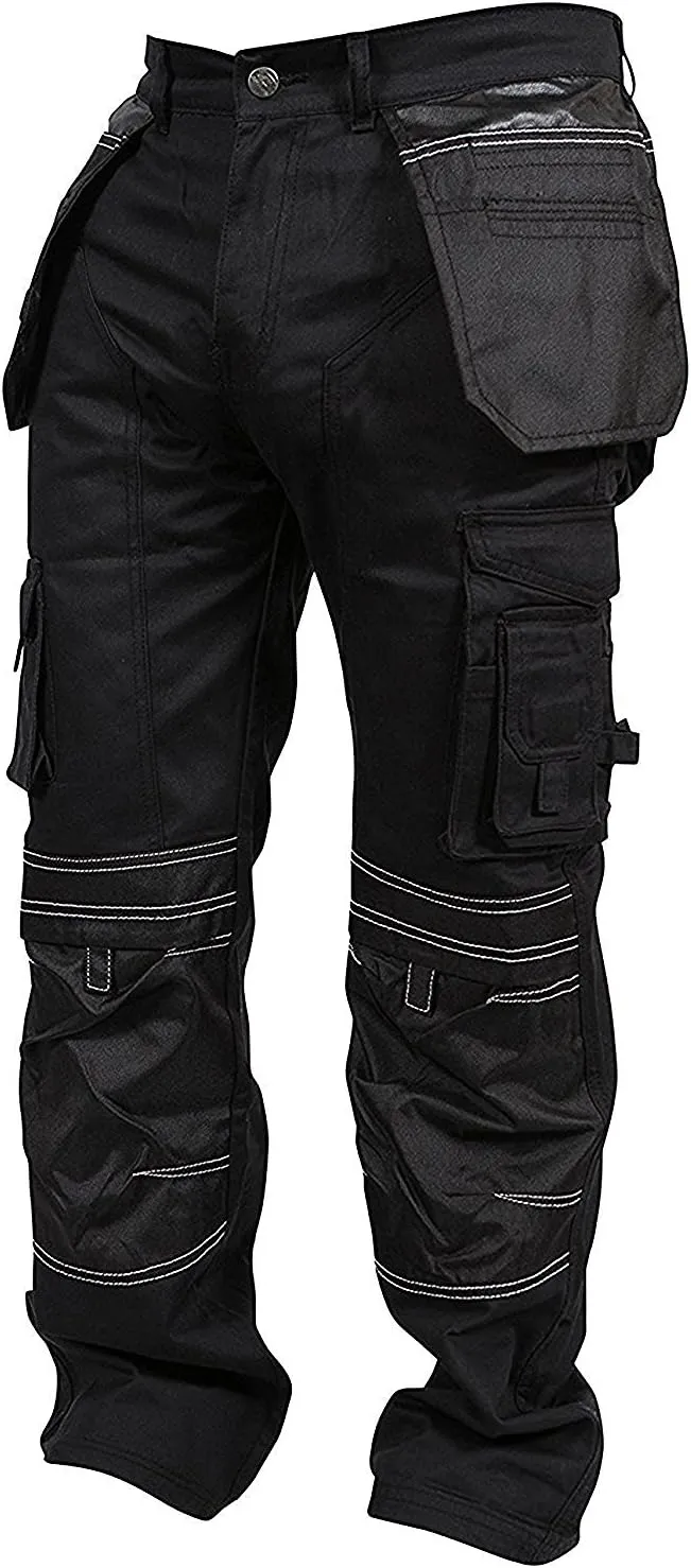 Mens Cargo Pants Khaki Black Grey Cordura Utility Work Safety Trousers Knee Pad Pockets