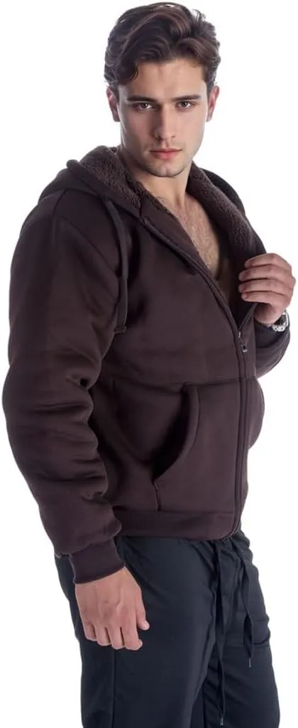 Mens Hoodies Zip Up Thick Sherpa Lined Heavyweight Workout Winter Warm Sweatshirt Jackets