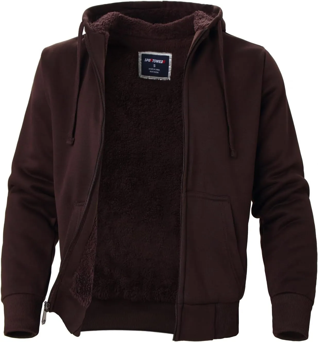 Mens Hoodies Zip Up Thick Sherpa Lined Heavyweight Workout Winter Warm Sweatshirt Jackets
