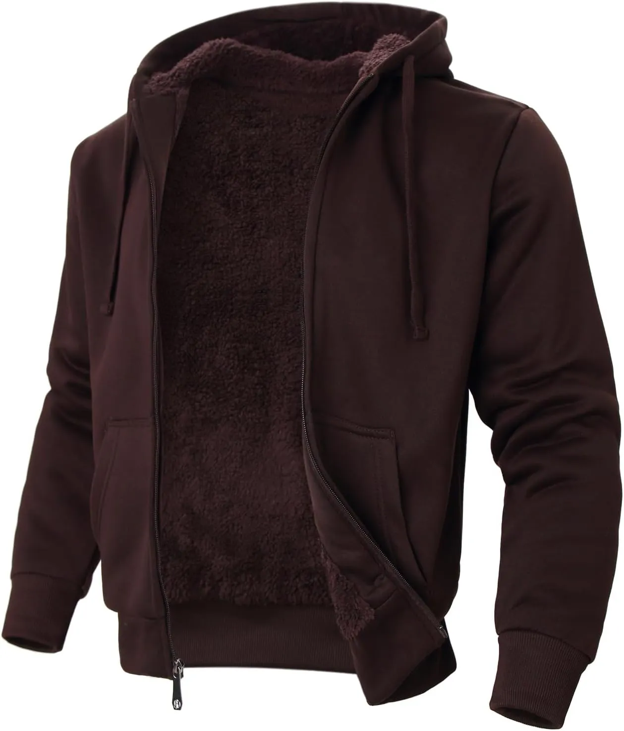 Mens Hoodies Zip Up Thick Sherpa Lined Heavyweight Workout Winter Warm Sweatshirt Jackets