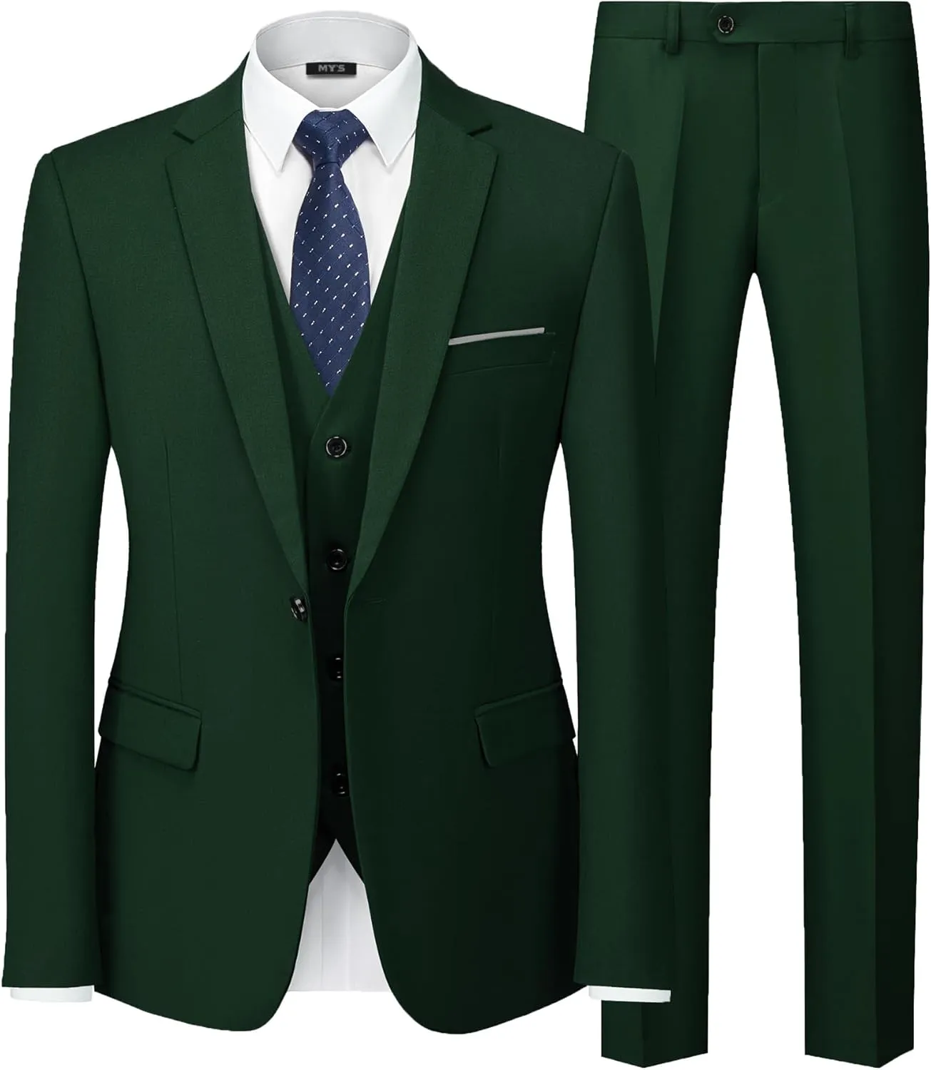MY'S Men's Blazer Vest Pants Set, One Button Jacket Waistcoat and Trousers, Solid Party Wedding Dress