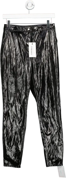 NA-KD Highwaist Patent Pants Black UK 4