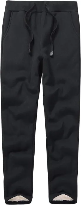 PEHMEA Women's Warm Fleece Joggers Pants Workout Athletic Winter Sherpa Lined Sweatpants(02 Black-S)