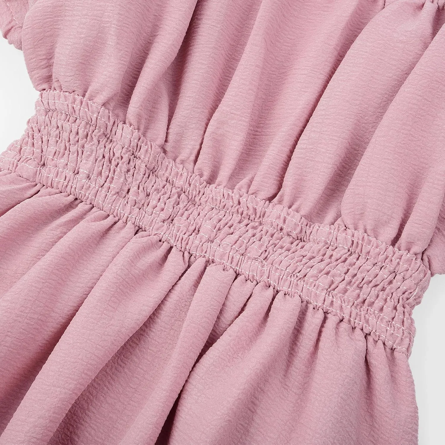 Uhnice Girls Summer Casual Dress Bow Tie Back Dresses Off Shoulder Ruffled Hem