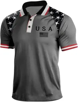 USA 4th of July Shirts for Men American Flag Red White Blue Star Striped Patriotic T-Shirts Indepedence Day Tops