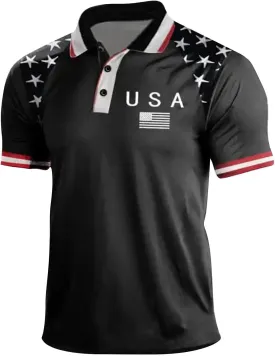USA 4th of July Shirts for Men American Flag Red White Blue Star Striped Patriotic T-Shirts Indepedence Day Tops