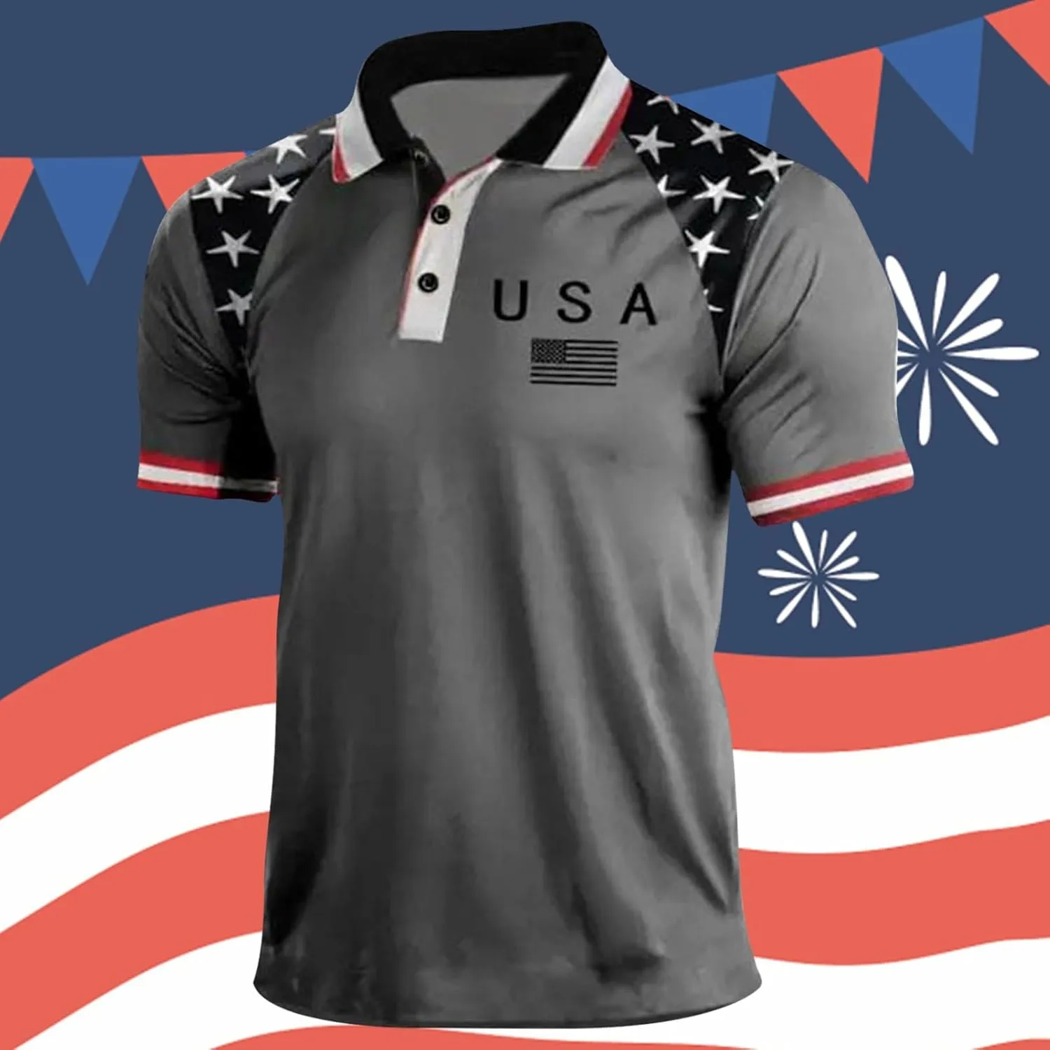 USA 4th of July Shirts for Men American Flag Red White Blue Star Striped Patriotic T-Shirts Indepedence Day Tops