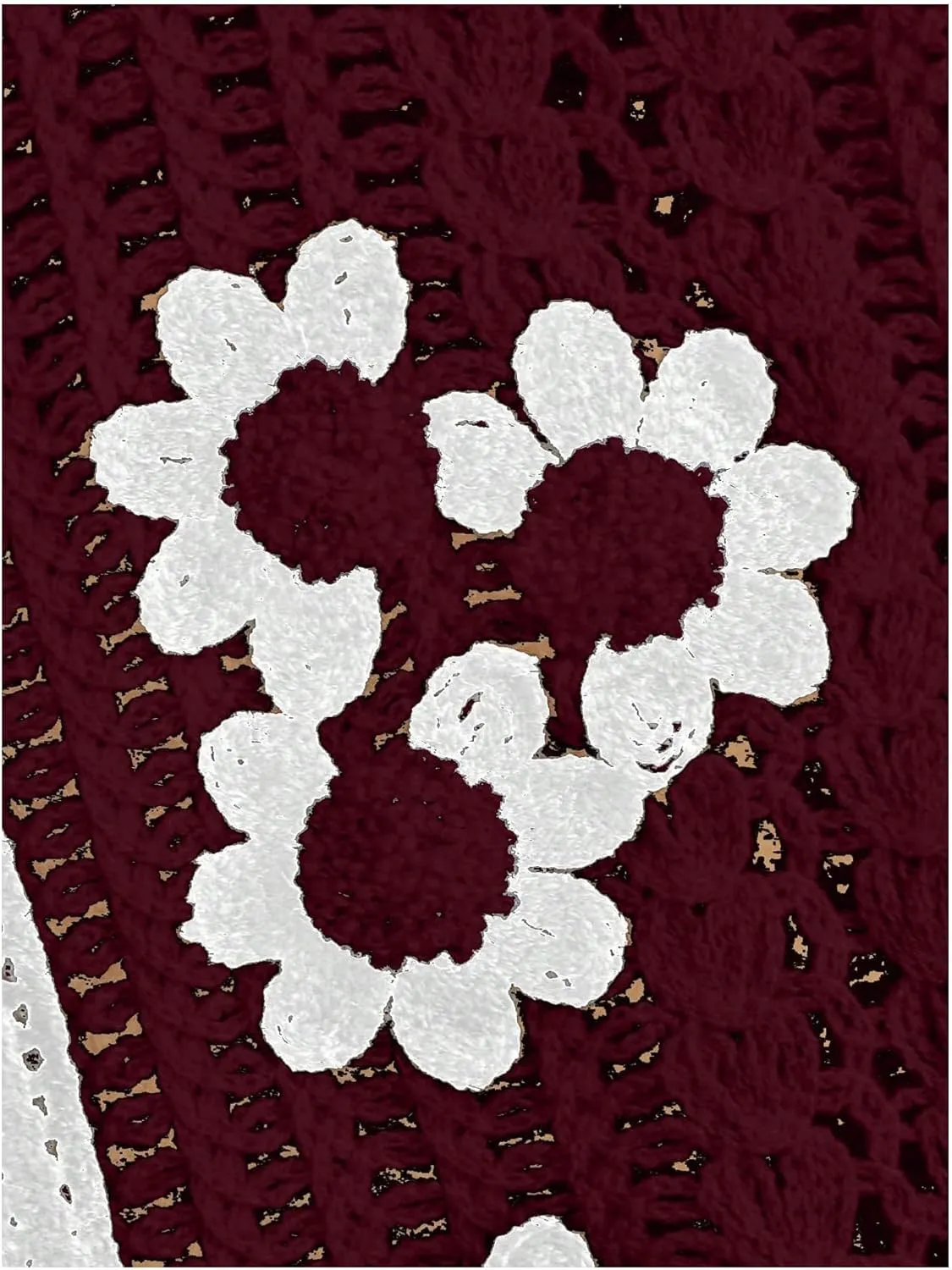 Verdusa Women's Button Front Sleeveless V Neck Crochet Embroidered Knit Sweater Short Vest