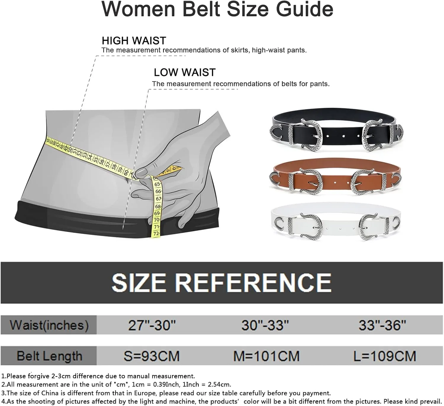 Women Vintage Belts Ladies Western Design Black Waist Belt for Jeans Pants Dress