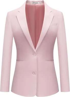Women's Casual Blazer 2 Buttons Notch Lapel Open Front Long Sleeve Blazers Business Office Work Suit Jackets