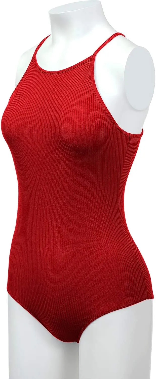 Women's Ribbed Tank Tops Shapewear Crew Neck Racerback Spaghetti Bodysuits