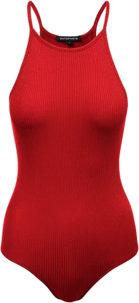 Women's Ribbed Tank Tops Shapewear Crew Neck Racerback Spaghetti Bodysuits