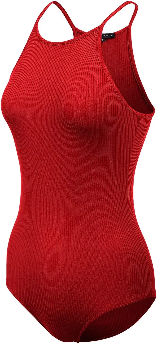 Women's Ribbed Tank Tops Shapewear Crew Neck Racerback Spaghetti Bodysuits