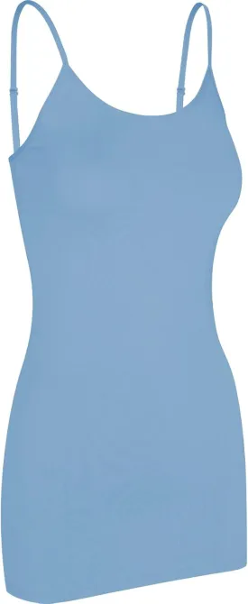 Women's Spaghetti Strap Stretch Cotton Long Cami Camisole Tank Top
