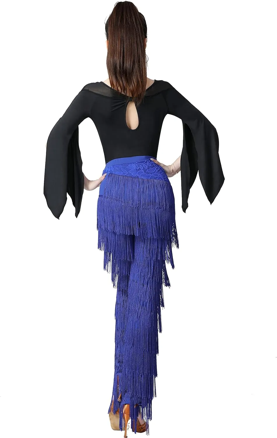 Women's Tassels Fringe Dance Pants Ballroom Latin Tango Salsa Practice Performance Dancing Costume Pants